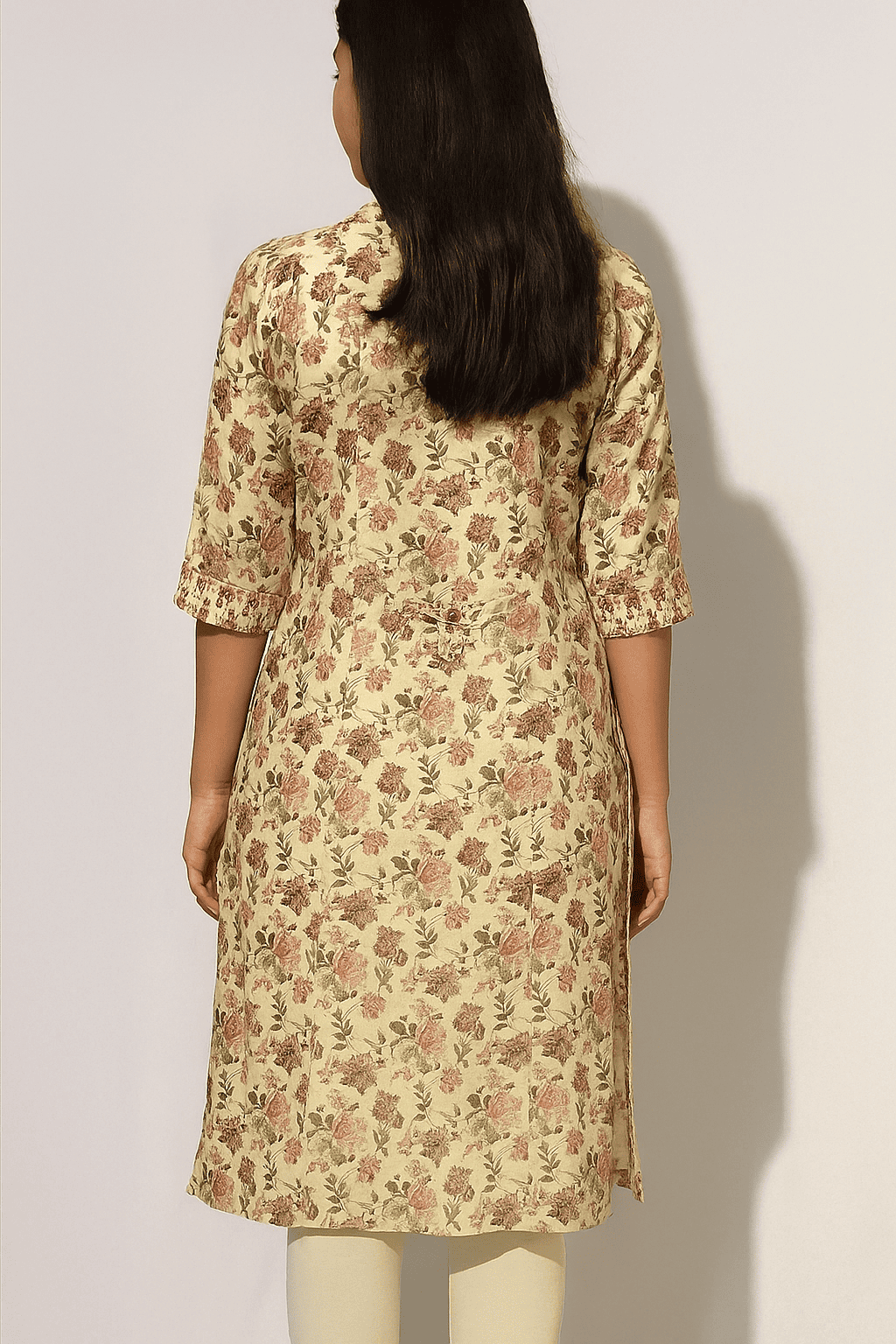 D.Gokuldas NX - Beige Flower Print Kurti